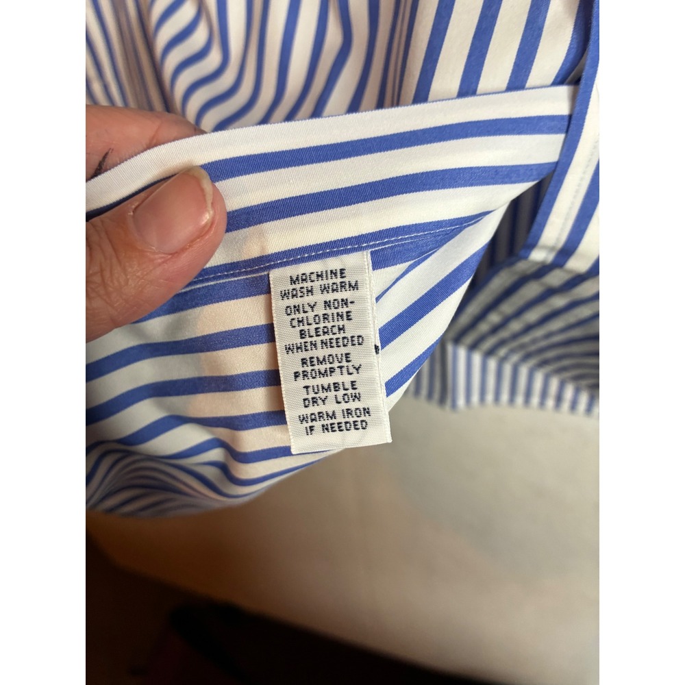 Polo Ralph Lauren Regent Dress Shirt Mens 17.5 44 Blue White Striped Long Sleeve - Picture 3 of 9